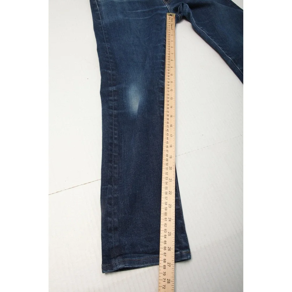 Uniqlo Jeans Mens 33x32 Blue Slim Straight Selvedge Denim Stretch Low Rise